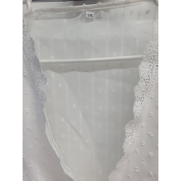 Womens Tank top Lace White 100% Polyester Sleeveless 2XL - Picture 4 of 9